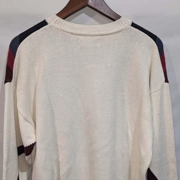 Vintage Bachrach 100% Cotton Geometric Print Knit Sweater Sz Large - Picture 9 of 10